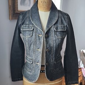 LOFT Black Jean Jacket Tailored Fit 0P